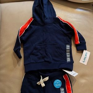 Carter’s Navy with Red Stripe Hooded Sweatsuit - NWT